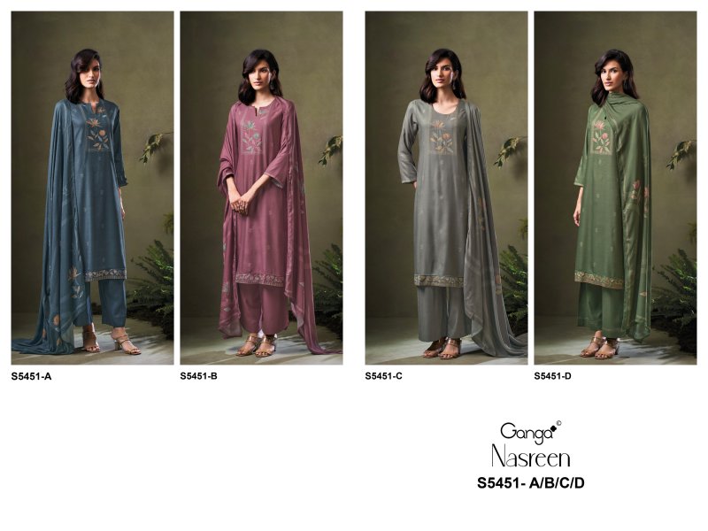Nasreen 5451 By Ganga Wool Pashmina Salwar Kameez